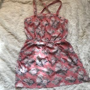 Pink floral overall dress